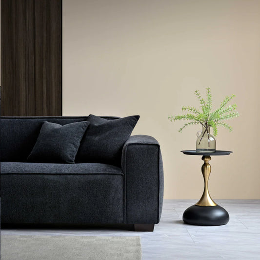 Dakota 4-Seater Sofa with Chaise – Midnight Black Bouclé