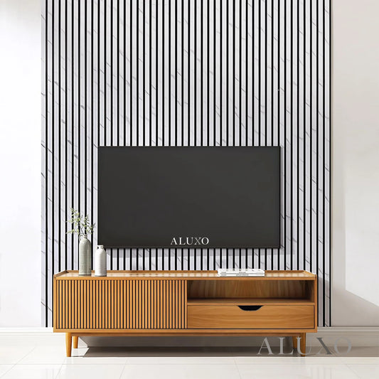 GRANDEUR® Acoustic Slatted Wall Panels 240 x 60cm - White Marble