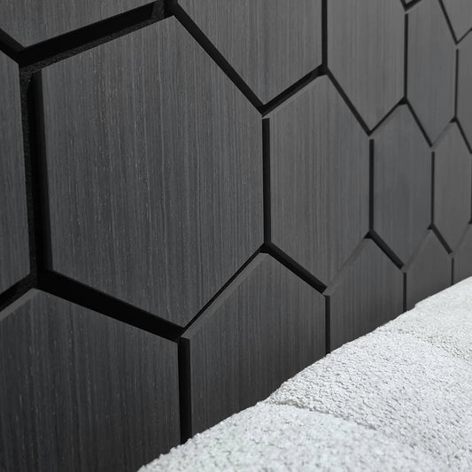 GRANDEUR® Acoustic Hexagon Wall Panel 70 x 60cm - Charcoal Black