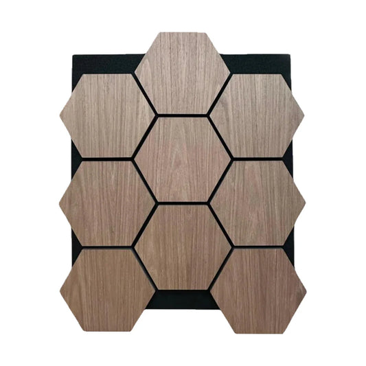 GRANDEUR® Acoustic Hexagon Wall Panel 70 x 60cm - Walnut (Dark Oak)