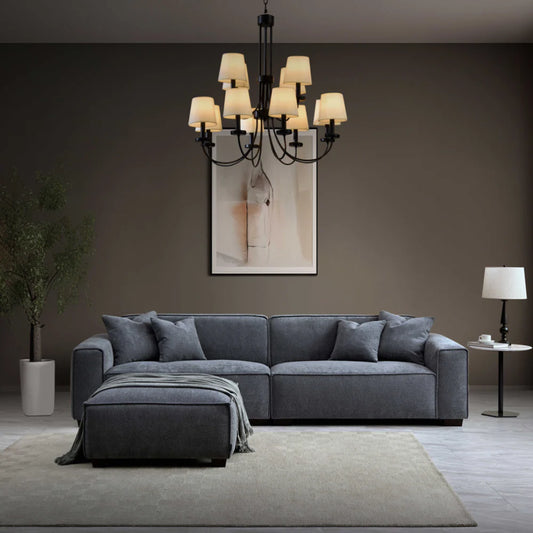 Dakota 4-Seater Sofa with Chaise – Charcoal Grey Bouclé