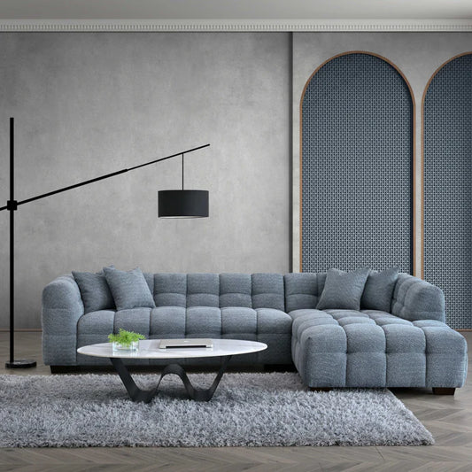 Tribeca Right Hand Corner Sofa – Iron Grey Bouclé Fabric