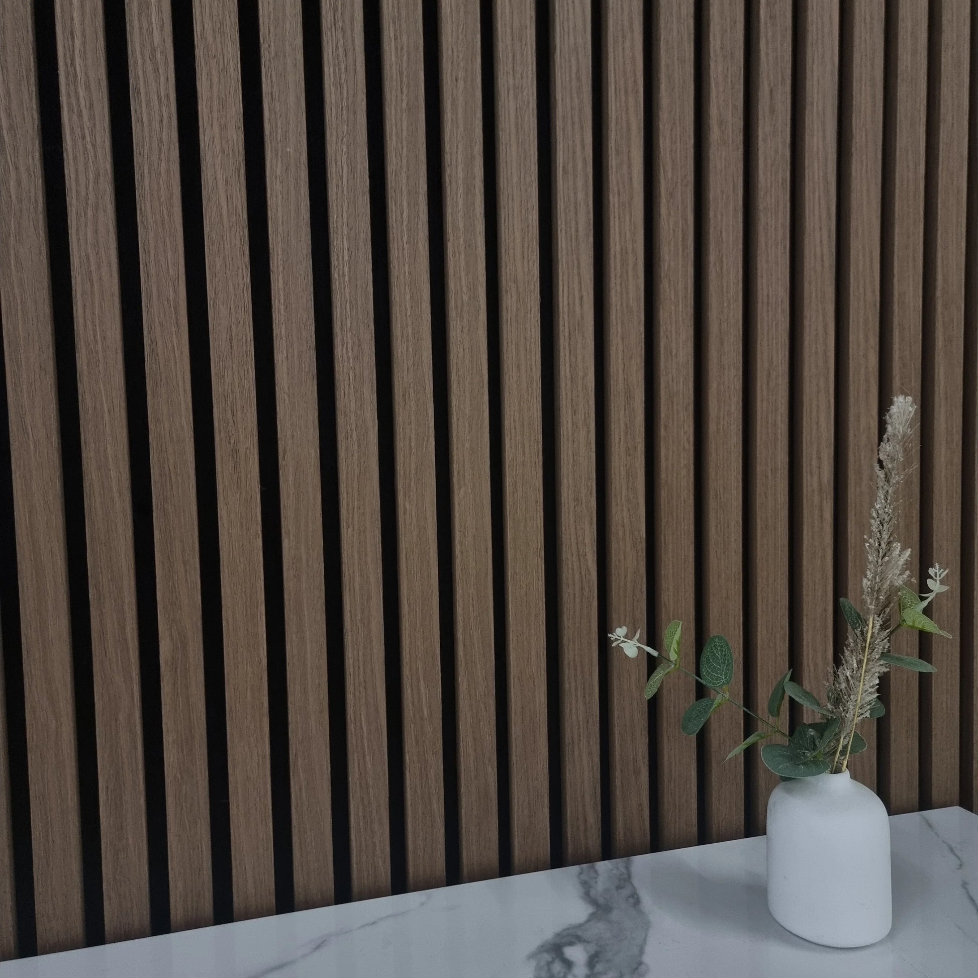 GRANDEUR® Acoustic Slatted Wall Panels 240 x 60cm - Walnut (Dark Oak)