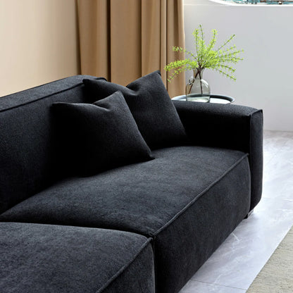 Dakota 4-Seater Sofa with Chaise – Midnight Black Bouclé