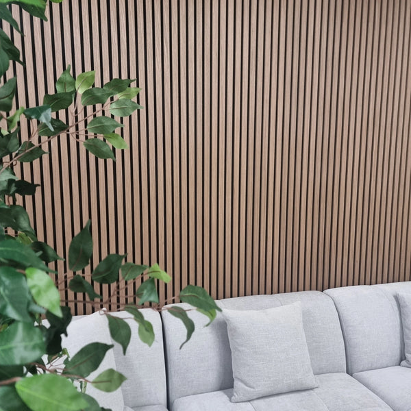 GRANDEUR® Acoustic Slatted Wall Panels 240 x 60cm - Walnut (Dark Oak)