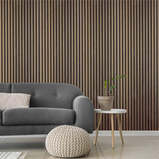 GRANDEUR® Acoustic Slatted Wall Panels 240 x 60cm - Walnut (Dark Oak)