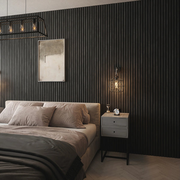 GRANDEUR® Acoustic Slatted Wall Panels 240 x 60cm - Charcoal Black
