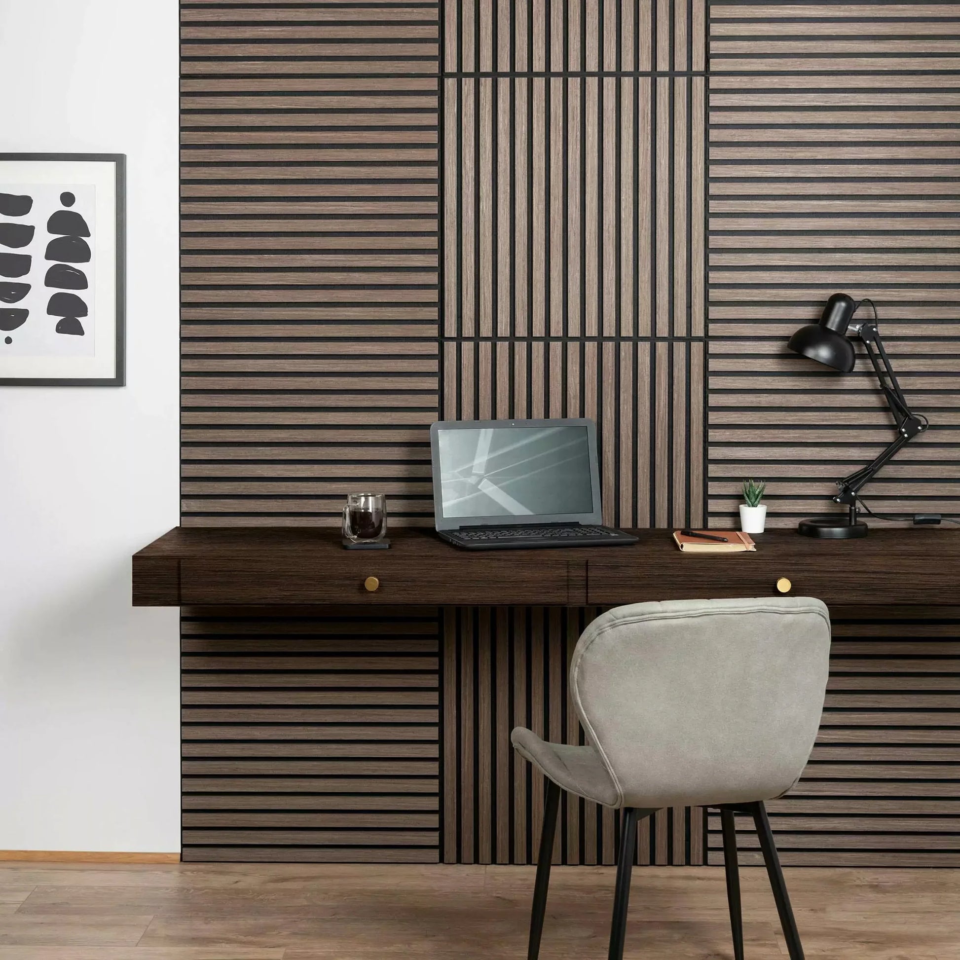 GRANDEUR® Acoustic Square Wall Panels 60 x 60cm (SET of 4) - Walnut (Dark Oak)