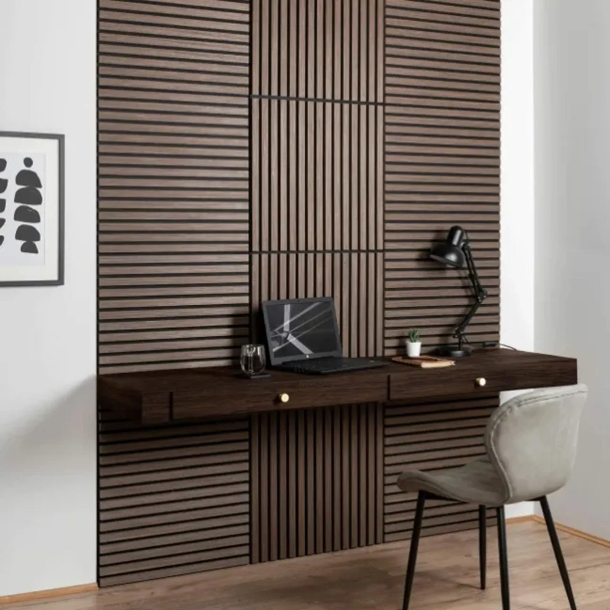 GRANDEUR® Acoustic Square Wall Panels 60 x 60cm (SET of 4) - Walnut (Dark Oak)