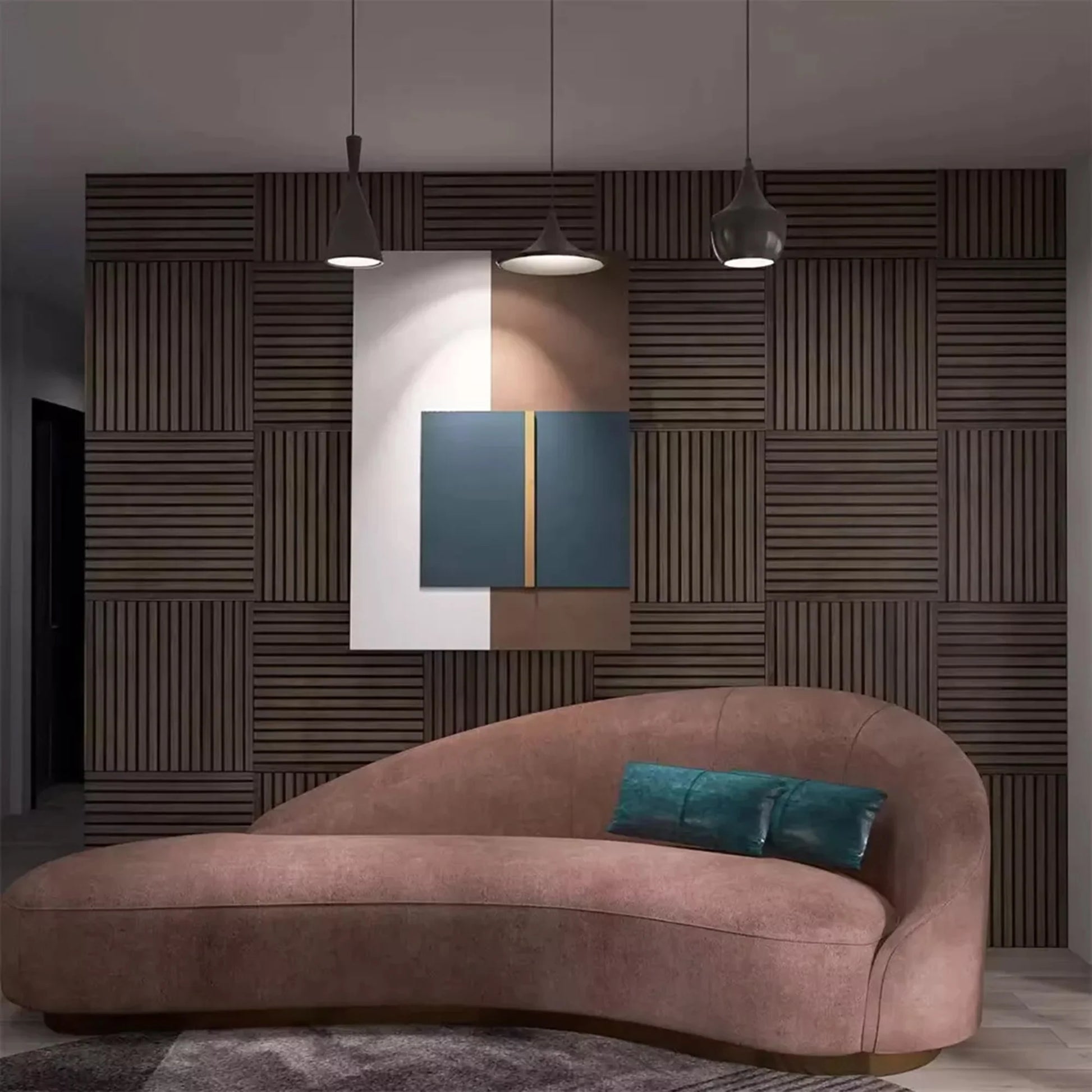 GRANDEUR® Acoustic Square Wall Panels 60 x 60cm (SET of 4) - Walnut (Dark Oak)