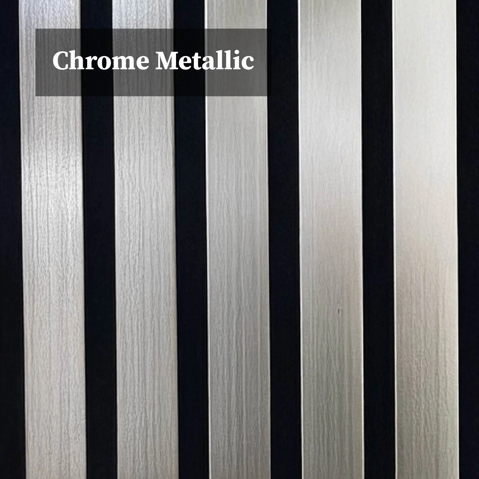 GRANDEUR®  Acoustic Slatted Wall Panels 240 x 60cm - Chrome Metallic