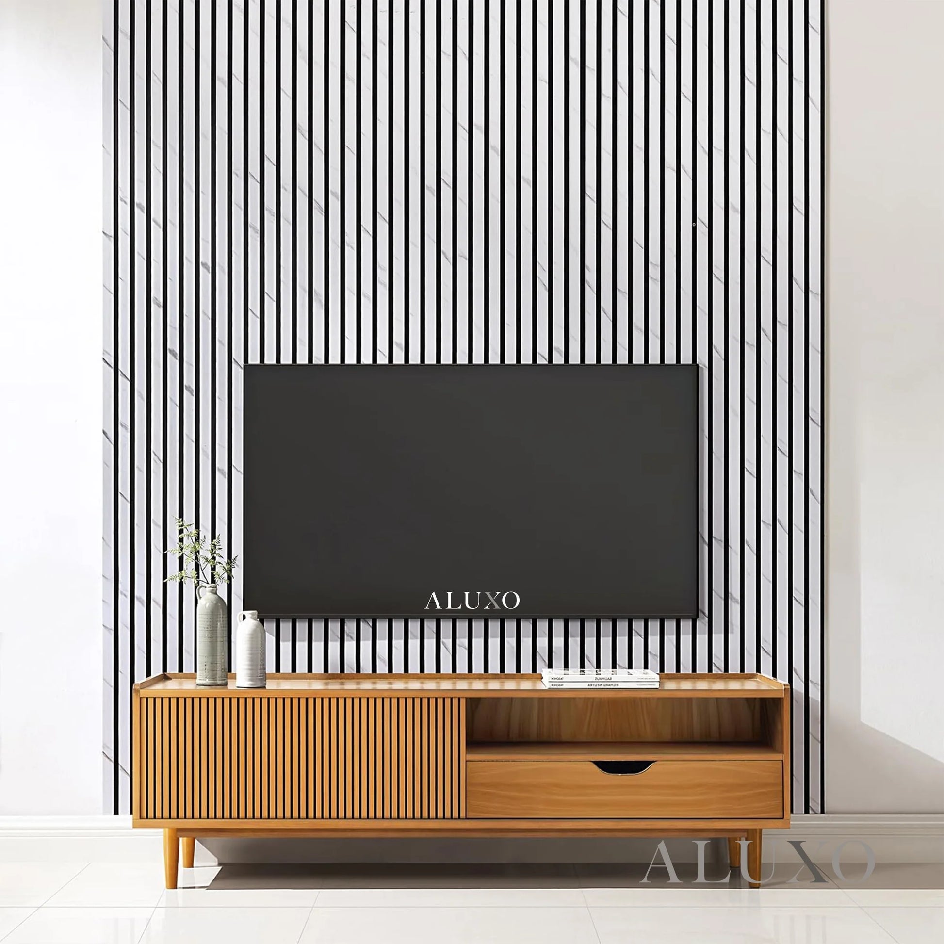 GRANDEUR® Acoustic Slatted Wall Panels 240 x 60cm - White Marble