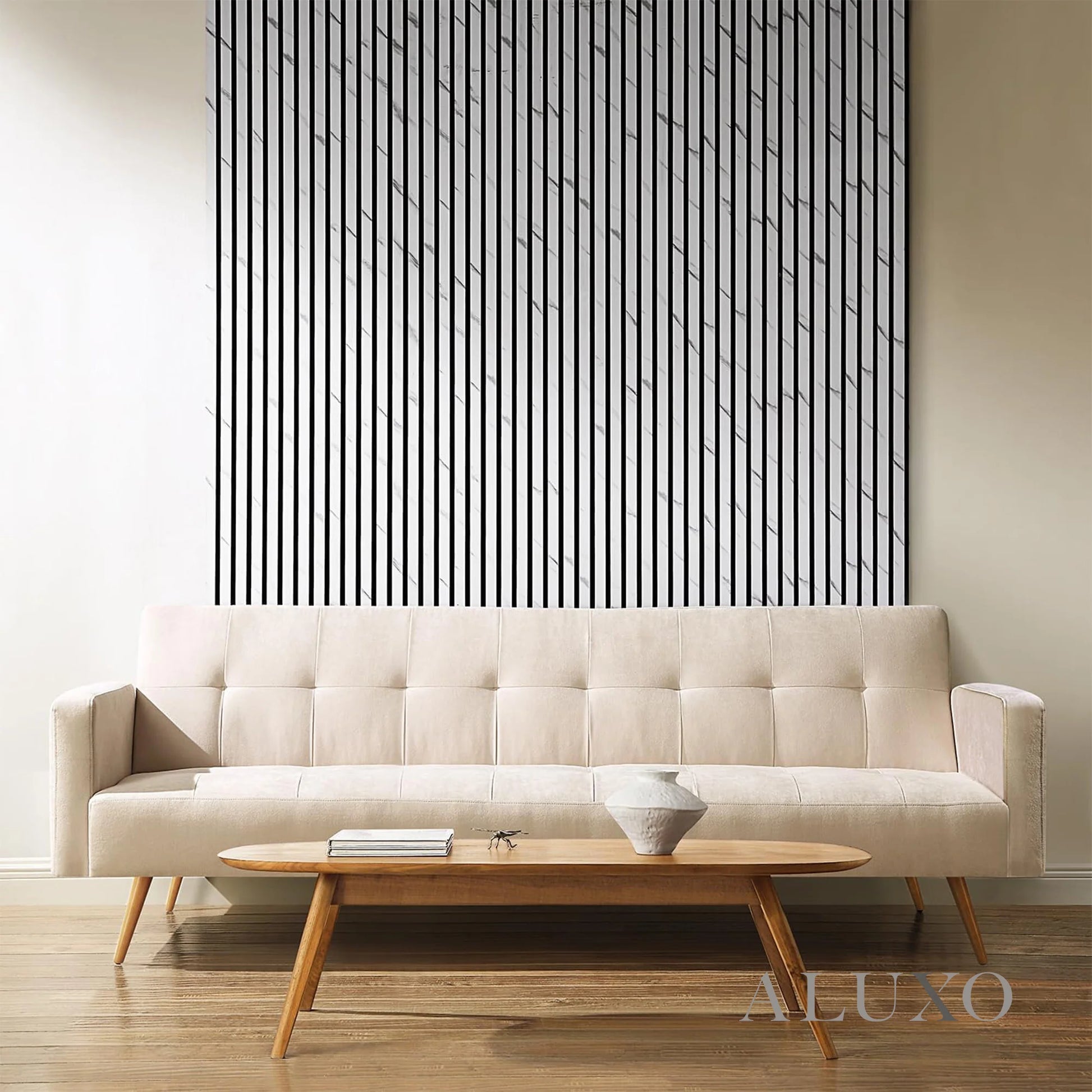 GRANDEUR® Acoustic Slatted Wall Panels 240 x 60cm - White Marble