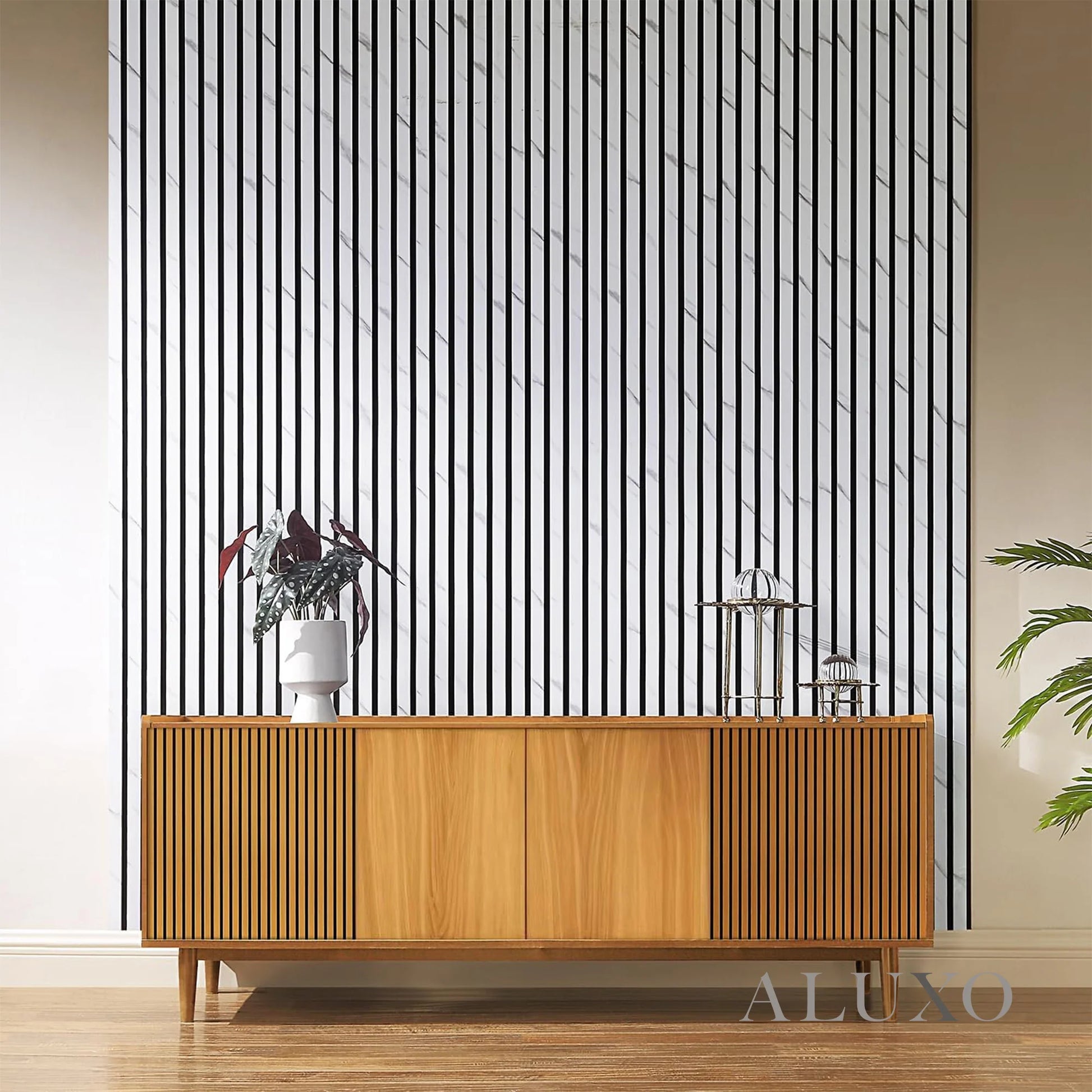 GRANDEUR® Acoustic Slatted Wall Panels 240 x 60cm - White Marble