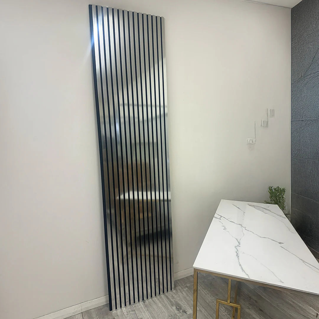 GRANDEUR®  Acoustic Slatted Wall Panels 240 x 60cm - Chrome Metallic