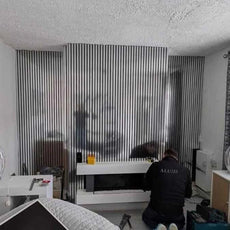 GRANDEUR®  Acoustic Slatted Wall Panels 240 x 60cm - Chrome Metallic