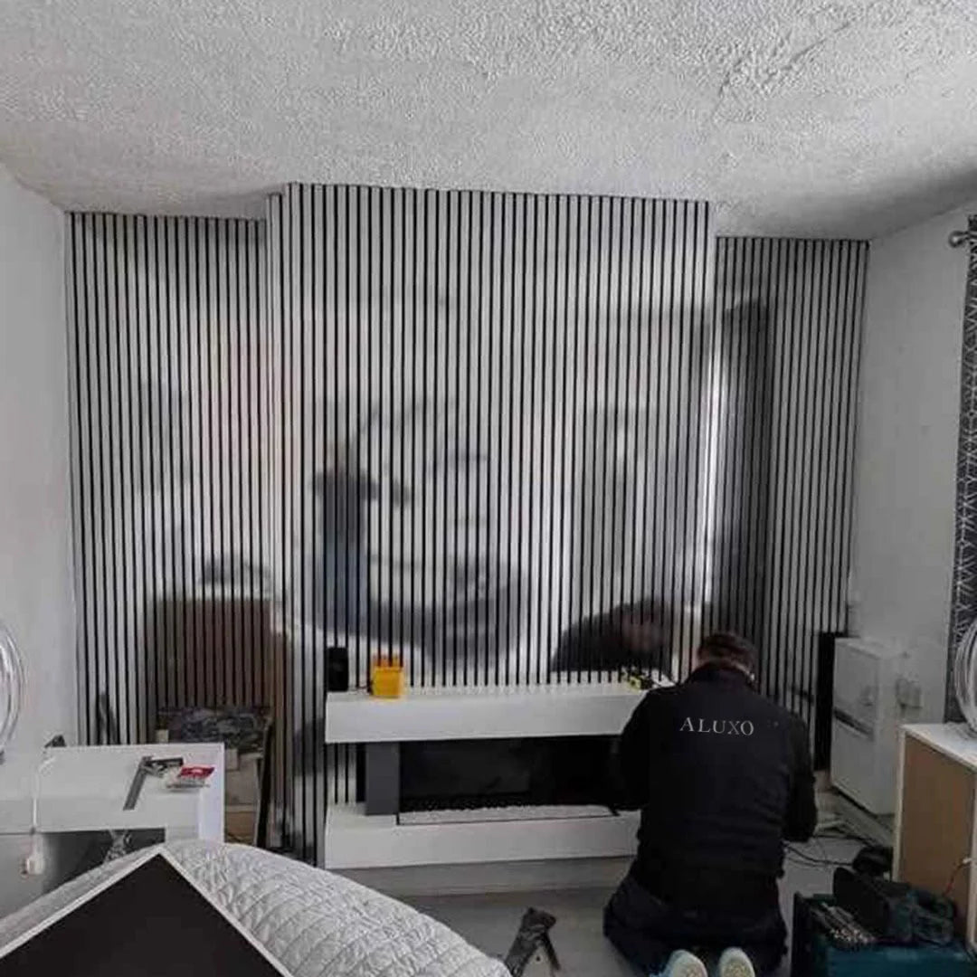 GRANDEUR®  Acoustic Slatted Wall Panels 240 x 60cm - Chrome Metallic