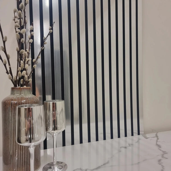 GRANDEUR®  Acoustic Slatted Wall Panels 240 x 60cm - Chrome Metallic