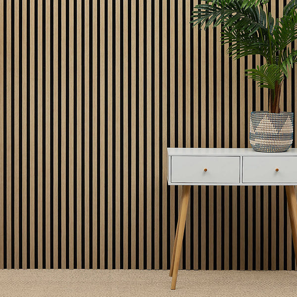 GRANDEUR® Acoustic Slatted Wall Panels 240 x 60cm - Natural Oak