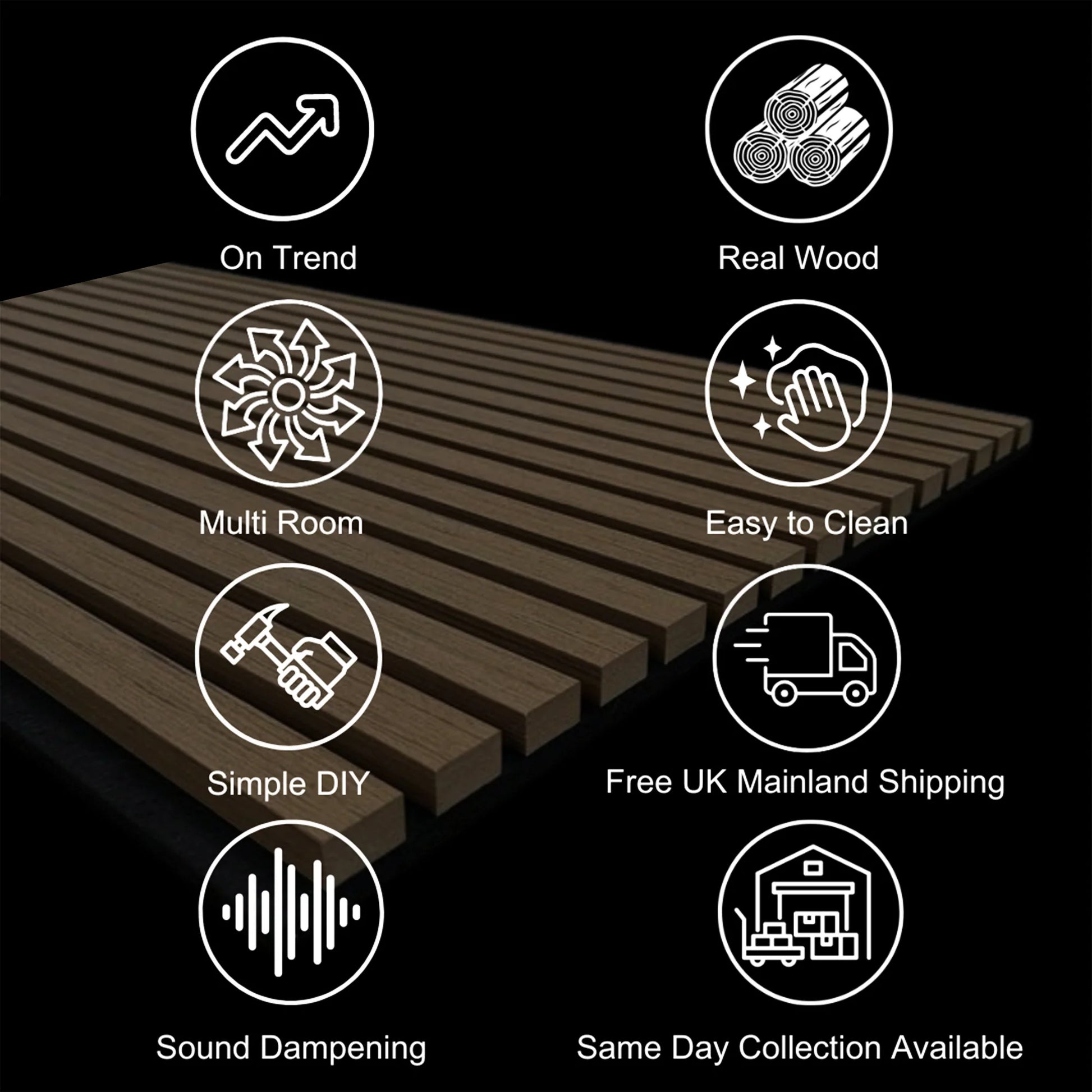 GRANDEUR® Acoustic Square Wall Panels 60 x 60cm (SET of 4) - Natural Oak