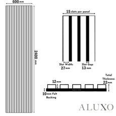 GRANDEUR® Acoustic Slatted Wall Panels 240 x 60cm - Charcoal Black