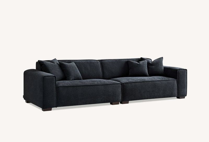 Dakota 4-Seater Sofa with Chaise – Midnight Black Bouclé