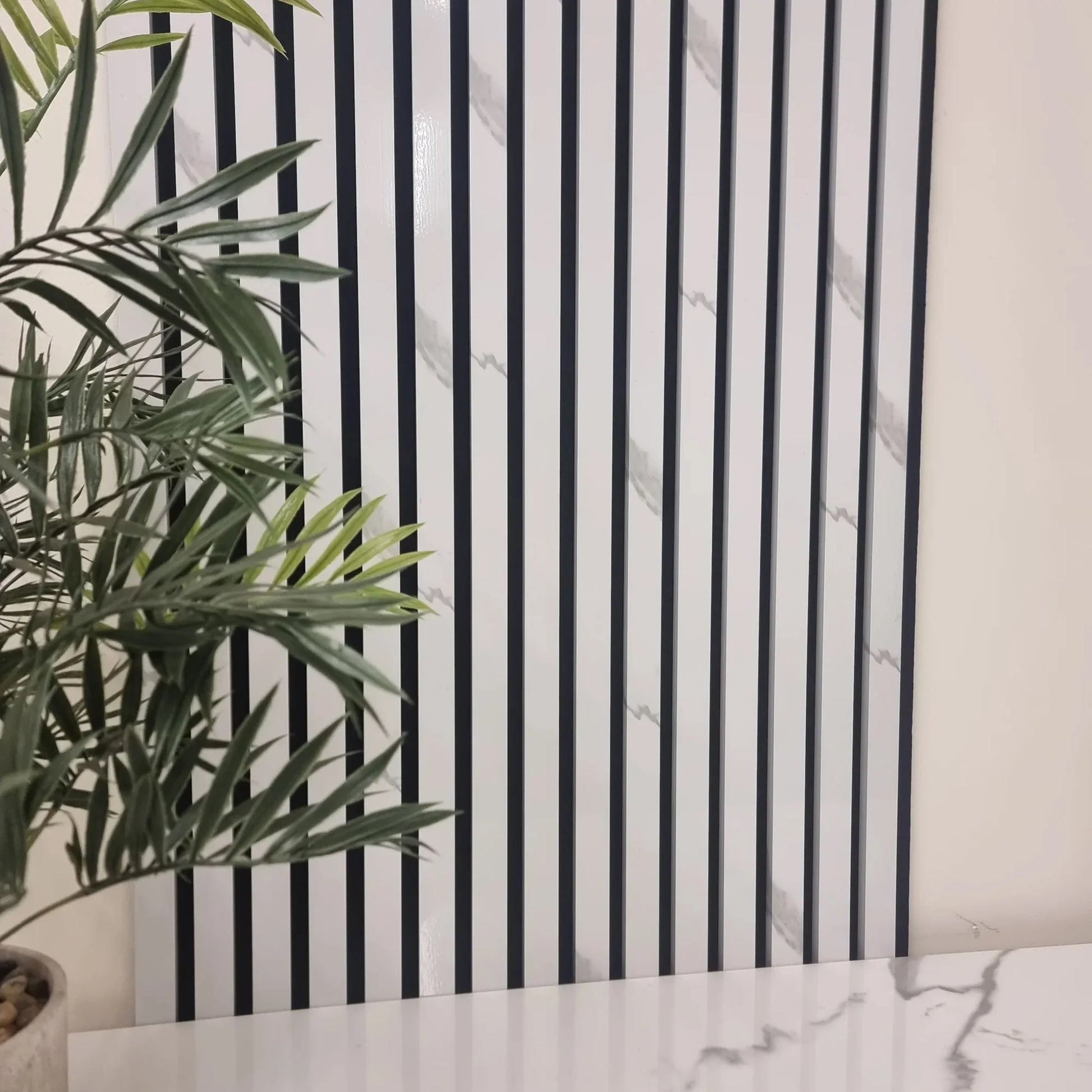 GRANDEUR® Acoustic Slatted Wall Panels 240 x 60cm - White Marble
