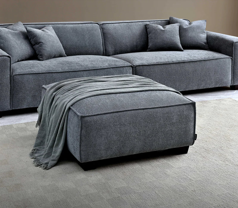 Dakota 4-Seater Sofa with Chaise – Charcoal Grey Bouclé