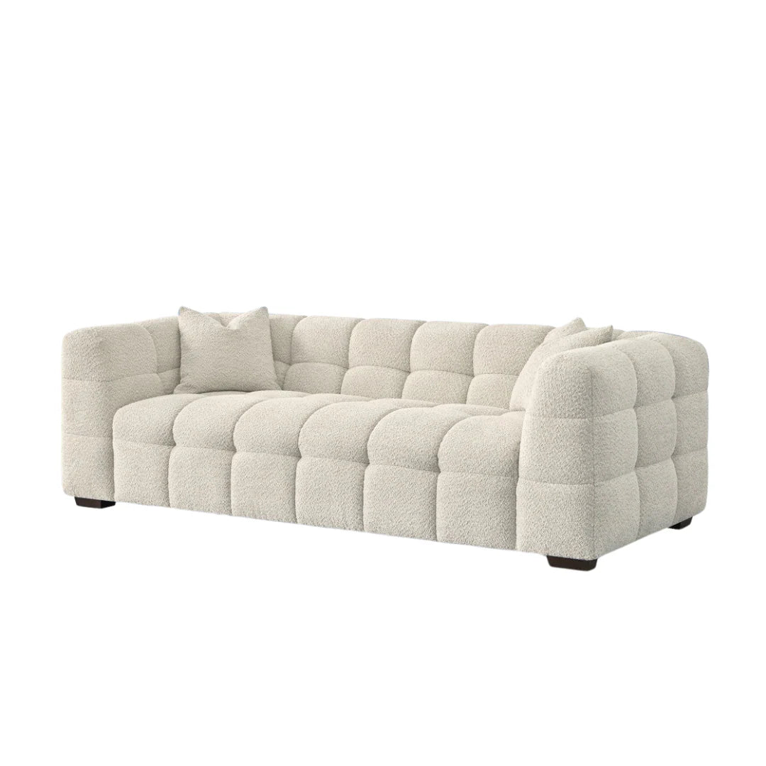 Tribeca Sofa Collection in Oatmeal Beige Bouclé – 3/4 Seater Sofa, Armchair & Footstool