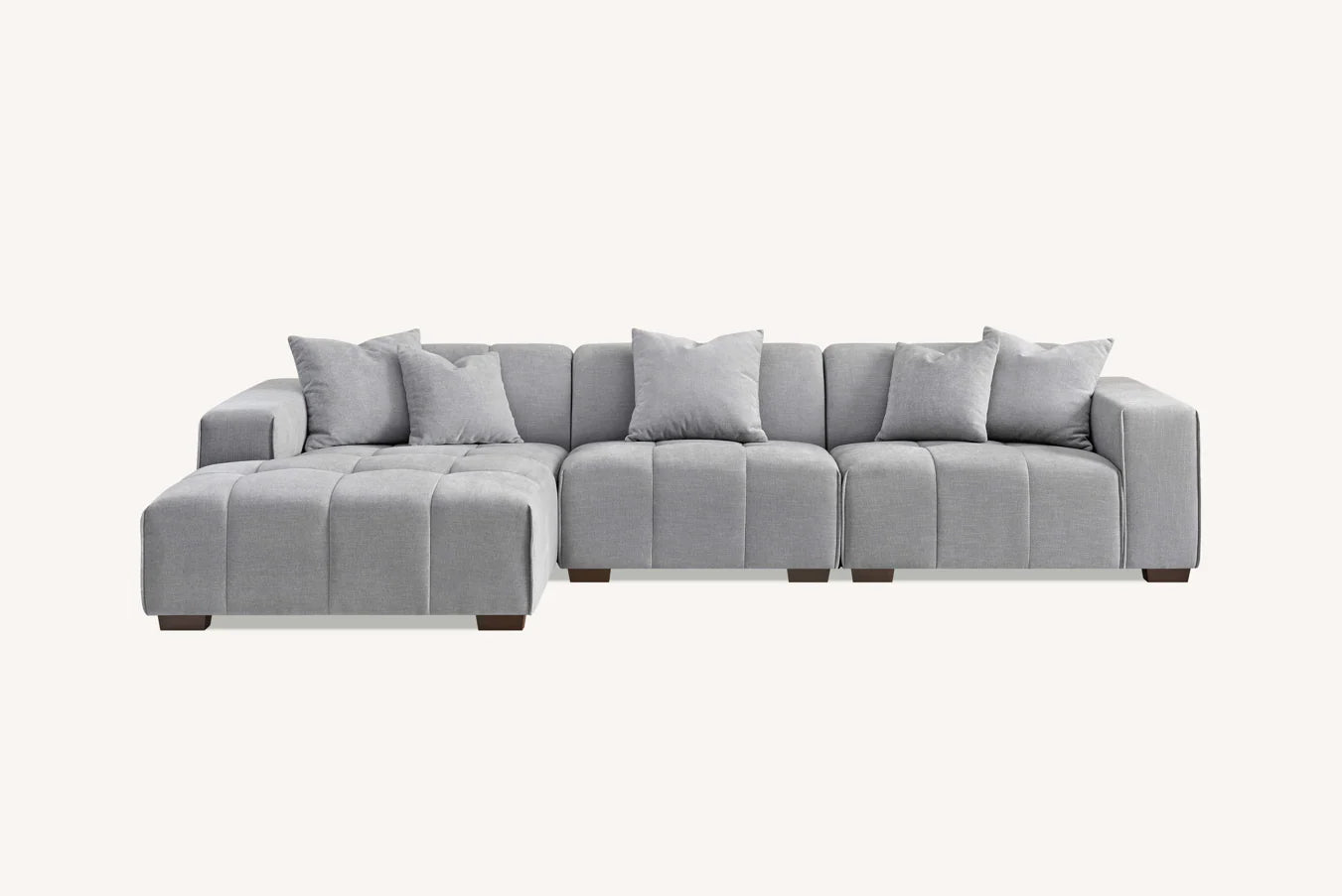 Leonard Left Hand Corner Sofa – Cloudy Grey Bouclé Fabric