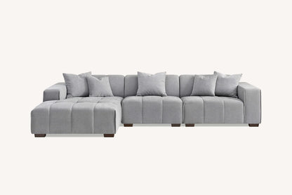 Leonard Left Hand Corner Sofa – Cloudy Grey Bouclé Fabric