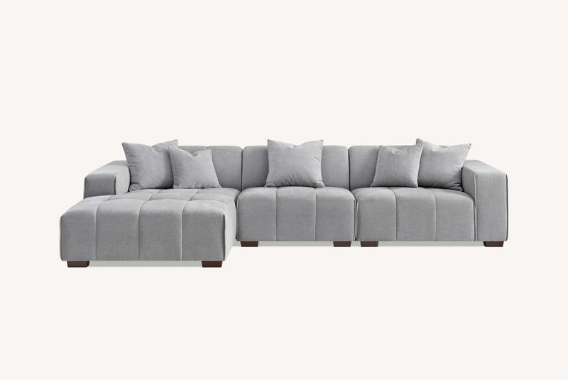 Leonard Left Hand Corner Sofa – Cloudy Grey Bouclé Fabric