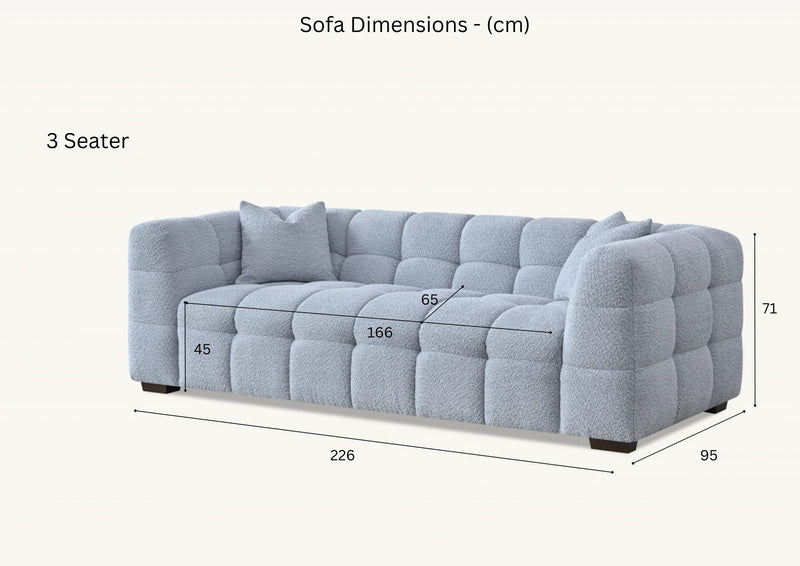 Tribeca Sofa Collection in Oatmeal Beige Bouclé – 3/4 Seater Sofa, Armchair & Footstool
