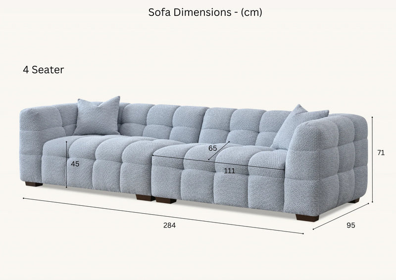 Tribeca Sofa Collection in Oatmeal Beige Bouclé – 3/4 Seater Sofa, Armchair & Footstool