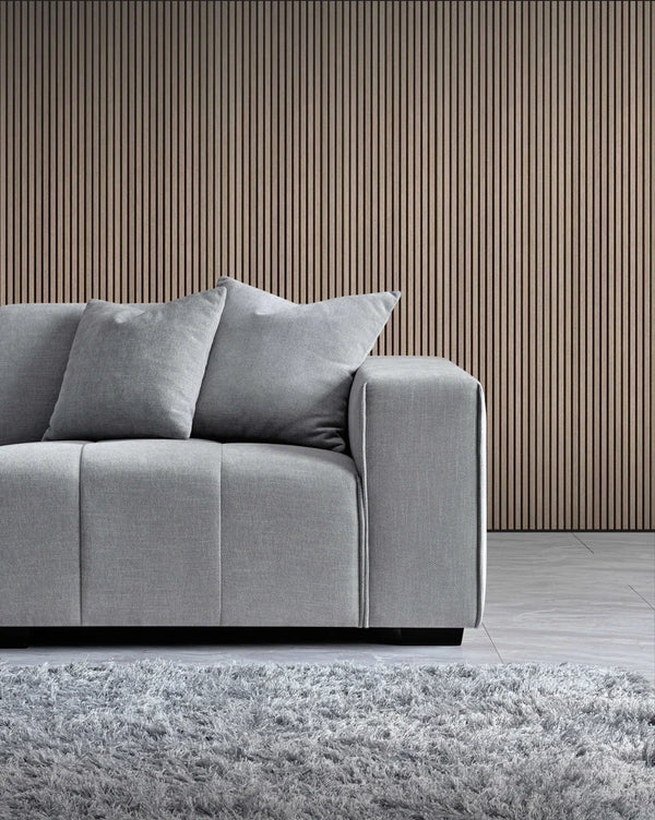 Leonard Left Hand Corner Sofa – Cloudy Grey Bouclé Fabric