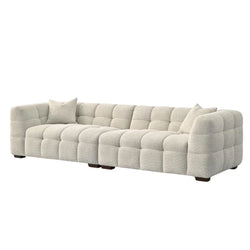 Tribeca Sofa Collection in Oatmeal Beige Bouclé – 3/4 Seater Sofa, Armchair & Footstool
