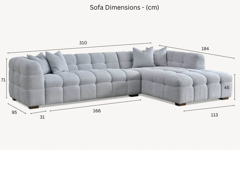 Tribeca Right Hand Corner Sofa – Iron Grey Bouclé Fabric